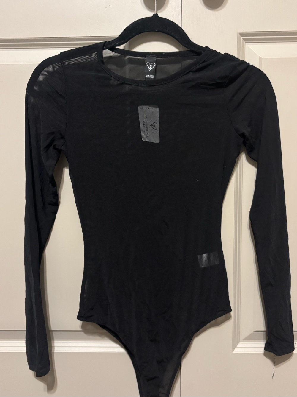 Windsor Black Long-Sleeve Sheer Bodysuit